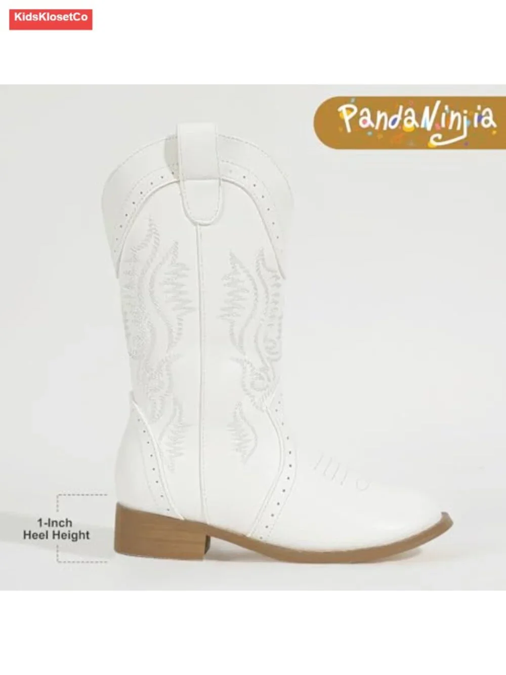 Embroidered Cowgirl Boots with Zipper, Non-Slip Sole, Mid Calf Round Toe